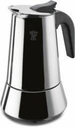 Caffettiera italiana - PEZZETTI - STEELEXPRESS - Acciaio inox - 6 tazze - Adatta a tutti i piani cottura, inclusa l'induzione - Argento