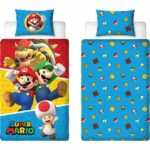 Completo letto reversibile - MARIO BROS - Mario e i suoi amici IV - Microfibra - 1 copripiumino 140 x 200 cm + 1 federa 63 x 63 cm