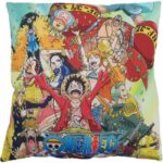 Cuscino bifacciale - Quadrato - ONE PIECE - Rufy e la sua ciurma - Microfibra - 40 x 40 cm