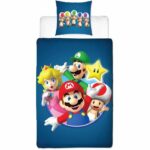 Completo letto reversibile - MARIO BROS - Mario e i suoi amici - Microfibra - 1 copripiumino 140 x 200 cm + 1 federa 63 x 63 cm - immagine 3