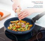 Set di 3 padelle - Adatto a tutti i piani cottura, inclusa l'induzione - ARTHUR MARTIN - AM2033 - Rivestimento in ceramica - Ø 20-24-28 cm + manico rimovibile - Blu - immagine 2