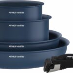 Set di pentole - Adatto a tutti i piani cottura, inclusa l'induzione - ARTHUR MARTIN - AM8896 - Alluminio rivestito in ceramica - 5 pezzi - Blu