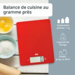 Bilancia da cucina digitale - ADE - LEONIE - Plastica ABS - 22 x 17 cm - Include 1 batteria Cr 2032 - Rosso - immagine 2