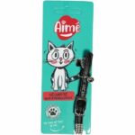 Collare per gatti AIME - Regolabile 18-28 cm - Nylon con campanellino argentato - Strass neri