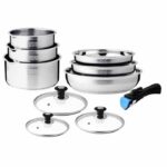 Set di pentole - induzione - ARTHUR MARTIN - AM0006 - acciaio inox 18/10 - 10 pezzi - manico rimovibile