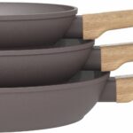 Set di 3 padelle - Adatto a tutti i piani cottura, inclusa l'induzione - ARTHUR MARTIN - AM1052 - Rivestimento in ceramica - Ø 20-24-28 cm - Tortora