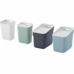 Set di 4 contenitori - PRONTI DA RACCOLTA - CURVER - 2 x 10 L + 2 x 20 L - Bianco/Verde/Blu/Grigio