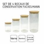 Set di 4 contenitori in vetro per alimenti - FACKELMANN - Naturale - Coperchio in bambù - immagine 4