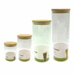 Set di 4 contenitori in vetro per alimenti - FACKELMANN - Naturale - Coperchio in bambù - immagine 5