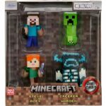 Set di statuette in metallo Minecraft Steve Alex Creeper Warden 6 cm - immagine 3