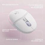Logitech G - Mouse da gioco - Wireless - G705 LIGHTSYNC Illuminazione RGB, Bluetooth, Leggero - Nebbia bianca - immagine 6
