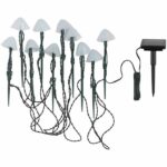 10 mini funghi luminosi solari da pungere - LUMISKY - CHAMPY - 3,8 m - Illuminazione vialetto - LED bianco caldo