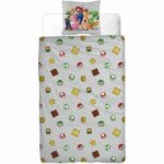 Completo letto reversibile - MARIO BROS - Super Mario - Microfibra - 1 copripiumino 140 x 200 cm + 1 federa 63 x 63 cm - immagine 2