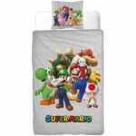 Completo letto reversibile - MARIO BROS - Super Mario - Microfibra - 1 copripiumino 140 x 200 cm + 1 federa 63 x 63 cm - immagine 3