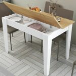 Tavolo da cucina con contenitore - KIEVA - Melamina - Bianco/Rovere - Rettangolare - Posti a sedere 4/6 - 110 x 75 x 72 cm - immagine 2