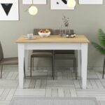 Tavolo da cucina con contenitore - KIEVA - Melamina - Bianco/Rovere - Rettangolare - Posti a sedere 4/6 - 110 x 75 x 72 cm - immagine 4