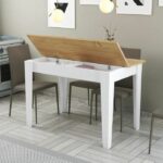 Tavolo da cucina con contenitore - KIEVA - Melamina - Bianco/Rovere - Rettangolare - Posti a sedere 4/6 - 110 x 75 x 72 cm - immagine 5