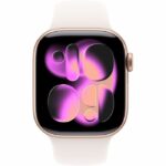 Apple Watch Series 11 GPS - 42 mm - Cassa in alluminio color oro rosa - Cinturino Sport color cipria chiaro - S/M - immagine 2