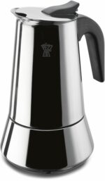 Caffettiera italiana - PEZZETTI - STEELEXPRESS - Acciaio inox - 10 tazze - Adatta a tutti i piani cottura, inclusa l'induzione - Argento