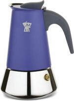 Caffettiera italiana - PEZZETTI - STEELEXPRESS - Acciaio inossidabile - 6 tazze - Adatta a tutti i piani cottura, inclusa l'induzione - Blu indaco