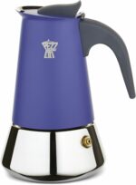 Caffettiera italiana - PEZZETTI - STEELEXPRESS - Acciaio inossidabile - 10 tazze - Adatta a tutti i piani cottura, inclusa l'induzione - Blu indaco