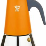 Caffettiera italiana - PEZZETTI - STEELEXPRESS - Acciaio inox - 6 tazze - Adatta a tutti i piani cottura, inclusa l'induzione - Arancione