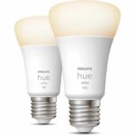 Philips Hue White, lampadina LED collegata E27, equivalente 75W, 1100 lumen, compatibile Bluetooth, 2 pacchetti