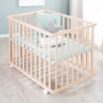 Box per bambini - ROBA - 75 x 100 cm - Include tappeto per box verde smerigliato 'Roba Style' - Ruote - Legno naturale - immagine 4