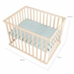 Box per bambini - ROBA - 75 x 100 cm - Include tappeto per box verde smerigliato 'Roba Style' - Ruote - Legno naturale - immagine 5