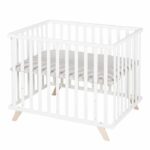 Box per bambini - ROBA - 75 x 100 cm - Tappetino gioco 'Lil Planet' grigio incluso - Legno laccato bianco