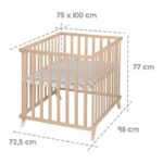 Box per bambini - ROBA - 75 x 100 cm - Tappetino gioco 'Lil Planet' grigio incluso - Legno naturale - immagine 3