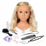 Smoby - Testina modellante bionda - Facile da modellare - 19 accessori realistici - Labbra sensibili al calore - Sportello portaoggetti