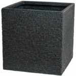 Vaso da fiori - STRATA - L - Quadrato - Ardesia - 38 cm SQ x 39 cm H - Colore cenere