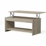HAPPY Tavolino trasformabile in rovere laminato in stile moderno sonoma - L 100 x P 50 cm