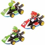 Mario Kart Auto in miniatura pull-back, confezione da 3, scala 1:43, CARRERA Pull & Speed, età 4+