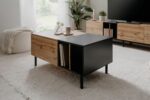 Tavolino da caffè - LONA - Rettangolare - Rovere artigianale / Nero - 100 x 46,5 x 55 cm - immagine 5