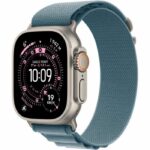 Apple Watch Ultra 3 GPS + Cellular - 49 mm - Cassa in titanio naturale - Cinturino Alpine Loop azzurro - Piccolo