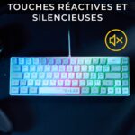 Tastiera da gioco cablata - THE G-LAB - KEYZ-HYDRO-WG/FR - Dimensioni compatte al 60% - AZERTY - Retroilluminata - Grigio/Bianco - immagine 5