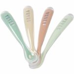 Set 4 cucchiai in silicone per la prima età, colore grigio velluto/verde salvia