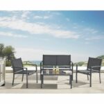 Arredo da giardino - Struttura in acciaio - 4 persone - Grigio - immagine 2