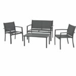 Arredo da giardino - Struttura in acciaio - 4 persone - Grigio
