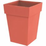 Vaso quadrato di media altezza - EDA - Toscana - 40 cm - 51 L - 39 x 39 x H. 53 cm - Terracotta Arancione