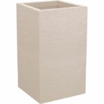 Vaso quadrato per fiori, alto 30 cm - EDA - Volcania Up - 36 L - Interno/Esterno - 29,5 x 29,5 x H 49,5 cm - Beige calcare