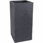 Fioriera quadrata, altezza 40 cm - EDA - Volcania - 31 L - Per interni/esterni - 39,5 x 39,5 x H 80 cm - Grigio antracite