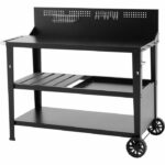 Carrello multifunzionale - COOKINGBOX - Ripiano superiore: 100 x 50 cm - Maniglia - 2 ruote posteriori - Acciaio