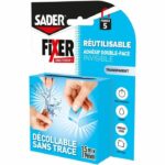 Adesivo biadesivo extra - SADER - Fissaggio senza forare - Invisibile - Rimovibile/riutilizzabile - Trasparente - 1,5 m x 19 mm