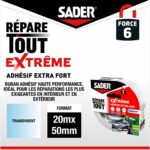 Adesivo extra forte - SADER - Extreme Repair - Trasparente - Per interni ed esterni - Tutte le superfici - 20 m x 50 mm - immagine 2