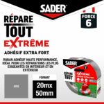 Adesivo extra forte - SADER - Riparazione multiuso estrema - Grigio - Per interni ed esterni - Tutte le superfici - Facile da tagliare - 20 m x 50 mm - immagine 2
