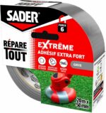 Adesivo extra forte - SADER - Riparazione multiuso estrema - Grigio - Per interni ed esterni - Tutte le superfici - Facile da tagliare - 20 m x 50 mm