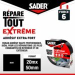 Adesivo extra forte - SADER - Ripara tutte le situazioni estreme - Interni ed esterni - Tutte le superfici - Nero - Facile da tagliare - 20 m x 50 mm - immagine 2